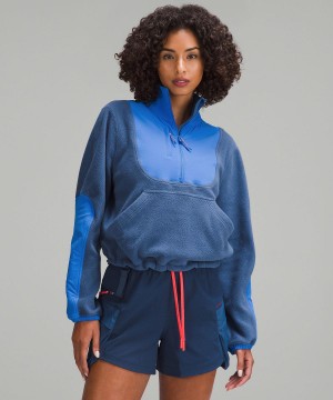 Sweats À Capuche Et Sweatshirts Lululemon Fleece + Ripstop Hiking Pullover Femme Bleu | FR_LuLu31012