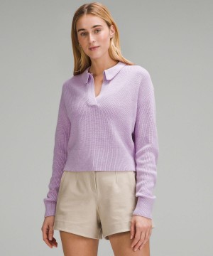 Sweats À Capuche Et Sweatshirts Lululemon Collared Merino Wool-Blend Sweater Femme Violette | FR_LuLu34048