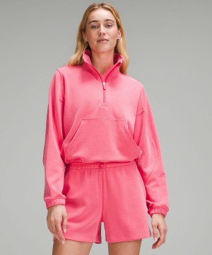 Sweats À Capuche Et Sweatshirts Lululemon Brushed Softstreme Half Zip Femme Rose | FR_LuLu32158