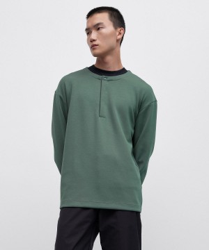 Sweats À Capuche Et Sweatshirts Lululemon Softstreme Oversized-Fit Long-Sleeve Henley Homme Vert | FR_LuLu80840