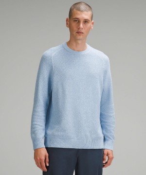 Sweats À Capuche Et Sweatshirts Lululemon Textured Knit Crewneck Homme Bleu | FR_LuLu44367