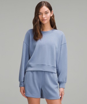 Sweats À Capuche Et Sweatshirts Lululemon Softstreme Perfectly Oversized Cropped Crew Femme Bleu | FR_LuLu62400