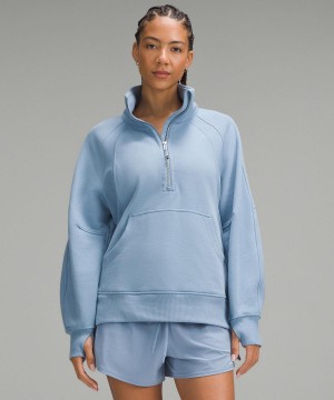 Sweats À Capuche Et Sweatshirts Lululemon Scuba Oversized Funnel-Neck Half Zip Femme Bleu | FR_LuLu29885