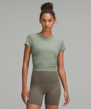 T Shirts Lululemon All It Takes Ribbed Nulu Femme Grise Vert | FR_LuLu56092