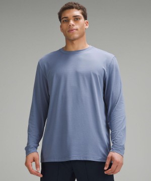 T Shirts Lululemon License to Train Relaxed-Fit Long-Sleeve Homme Bleu | FR_LuLu38951