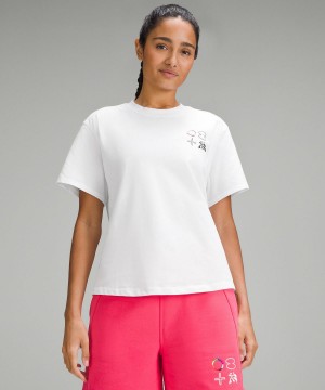 T Shirts Lululemon Relaxed-Fit Cotton Jersey Femme Blanche | FR_LuLu25109