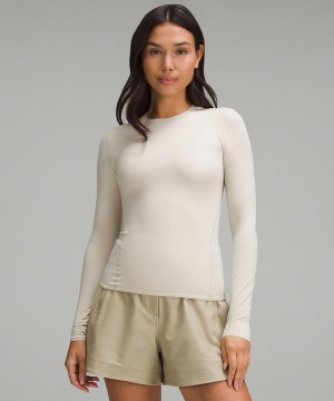 T Shirts Lululemon Wundermost Ultra-Soft Nulu Crewneck Long-Sleeve Femme Blanche | FR_LuLu50744