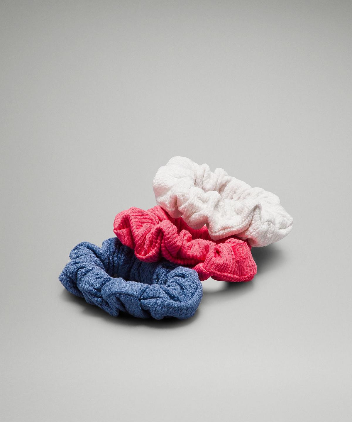 Accessoires Pour Cheveux Lululemon Uplifting Scrunchies Textured Femme Rose Bleu | FR_LuLu63278