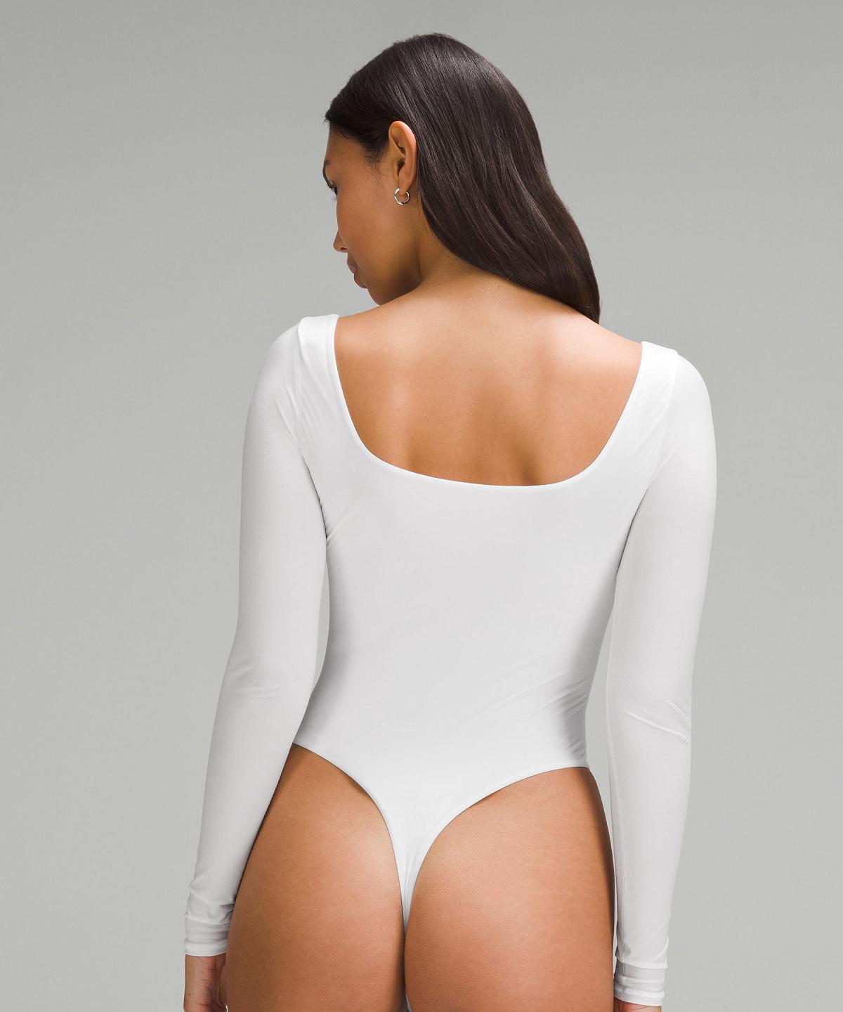 Body Lululemon Wundermost Ultra-Soft Nulu Square-Neck Long-Sleeve Femme Blanche | FR_LuLu45874