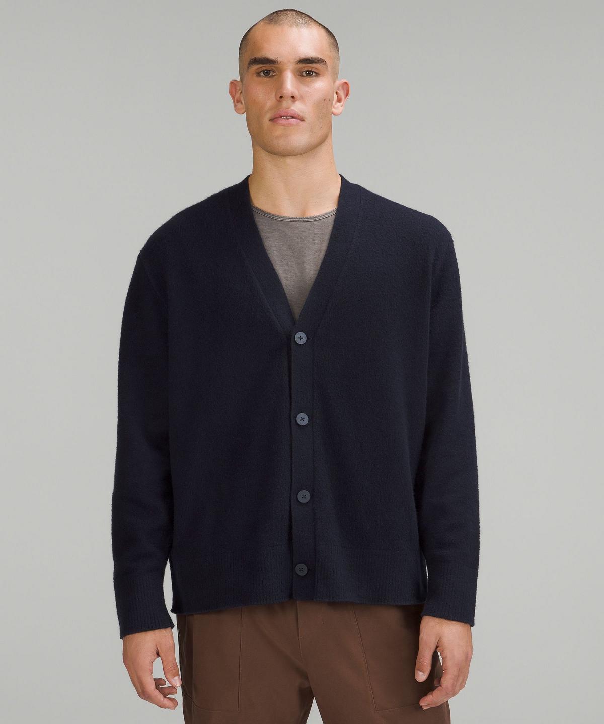 Chandails Lululemon Merino Wool-Blend Cardigan Homme Bleu Marine | FR_LuLu93663