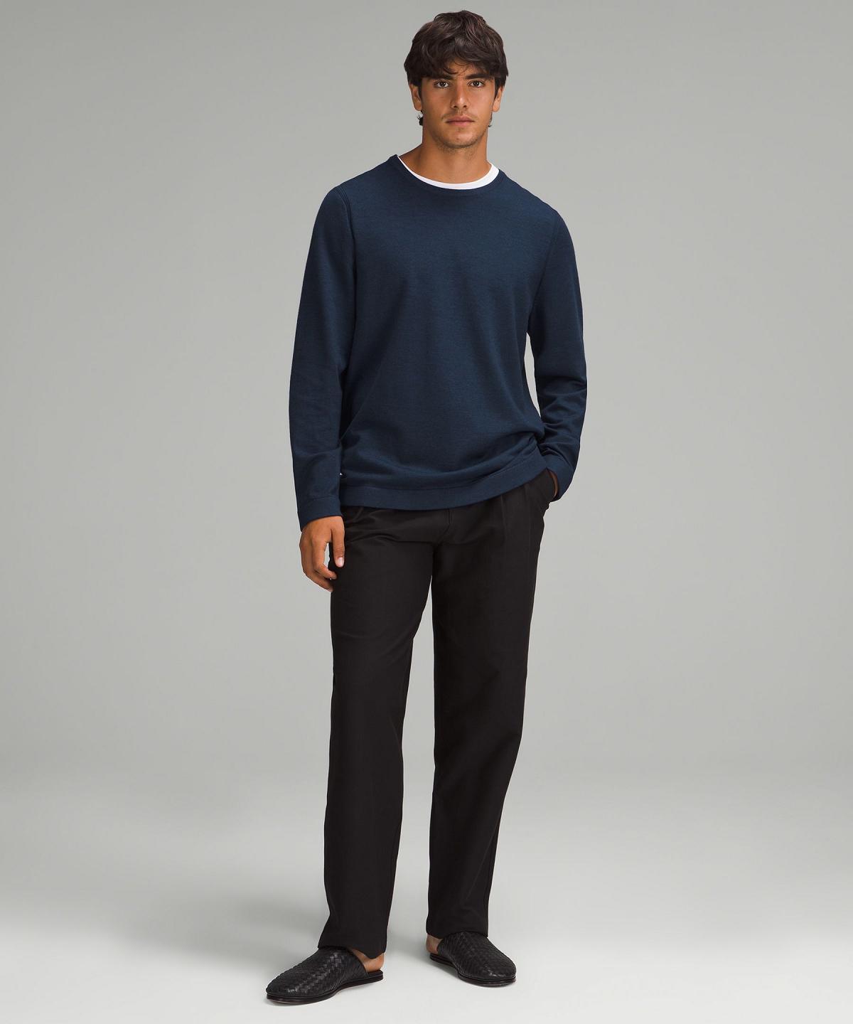 Chandails Lululemon New Venture Crewneck Homme Bleu Marine | FR_LuLu20599