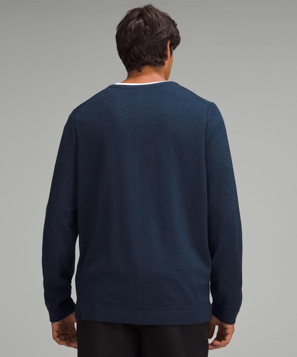 Chandails Lululemon New Venture Crewneck Homme Bleu Marine | FR_LuLu20599