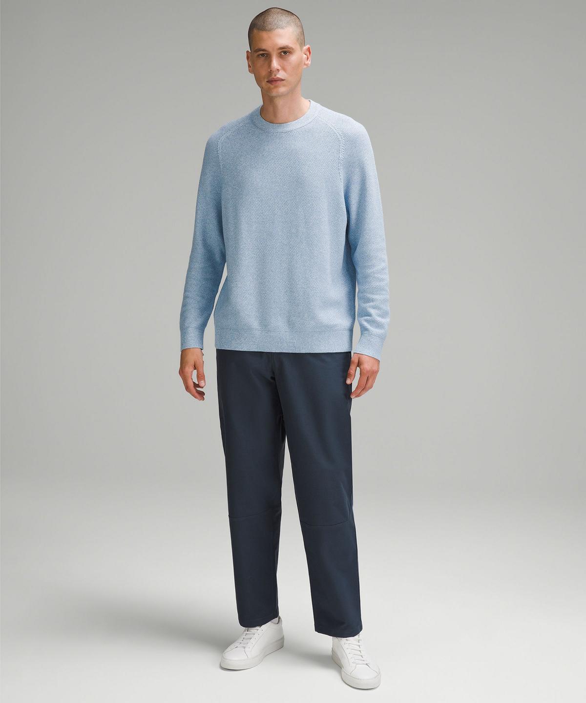 Chandails Lululemon Textured Knit Crewneck Homme Bleu | FR_LuLu44881