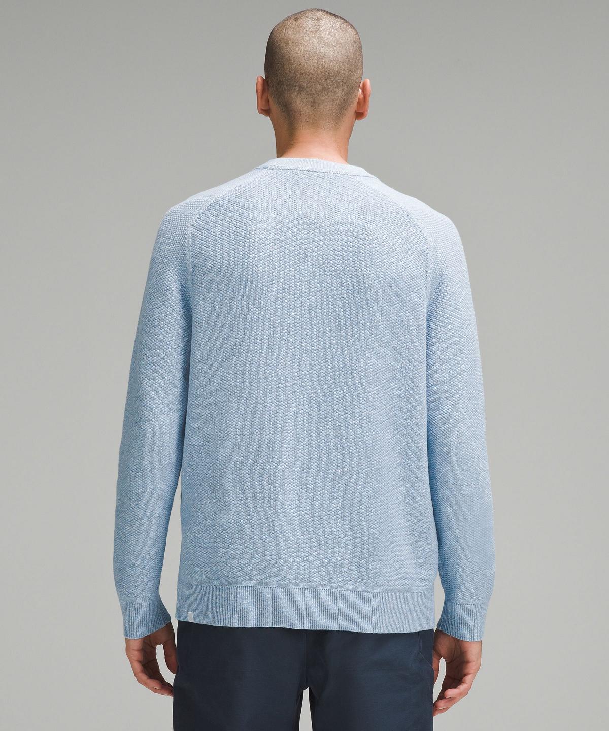 Chandails Lululemon Textured Knit Crewneck Homme Bleu | FR_LuLu44881