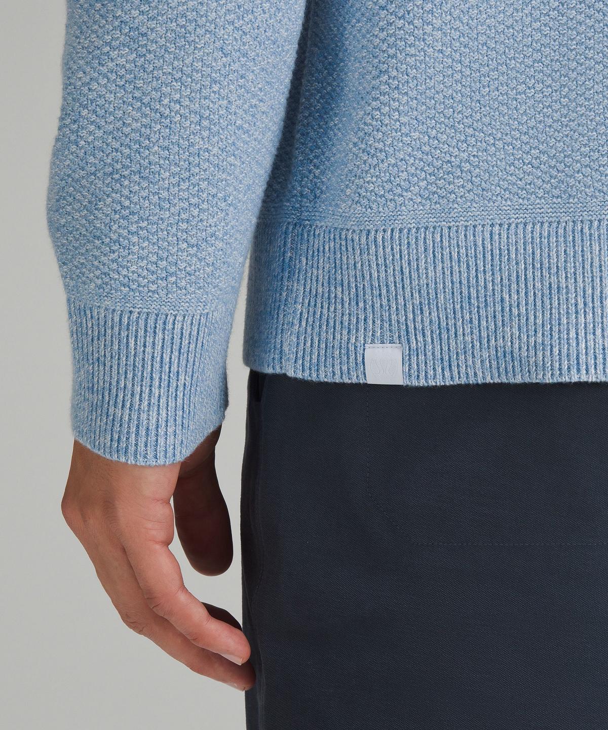 Chandails Lululemon Textured Knit Crewneck Homme Bleu | FR_LuLu44881