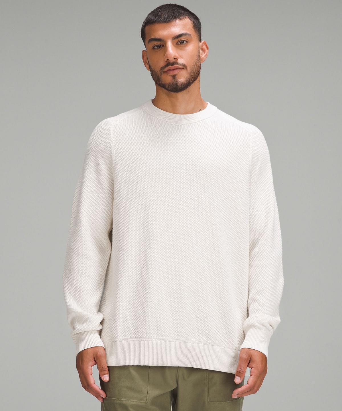 Chandails Lululemon Textured Knit Crewneck Homme Beige Blanche | FR_LuLu51253