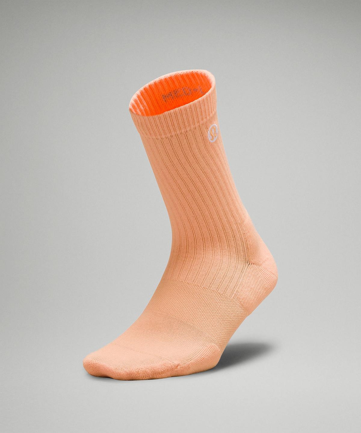 Chaussette Lululemon Daily Stride Ribbed Comfort Crew Femme Corail | FR_LuLu28502