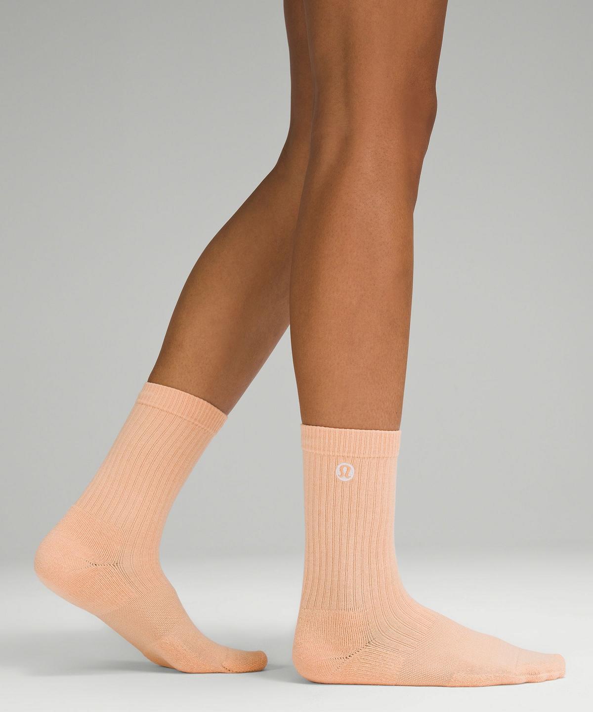 Chaussette Lululemon Daily Stride Ribbed Comfort Crew Femme Corail | FR_LuLu28502