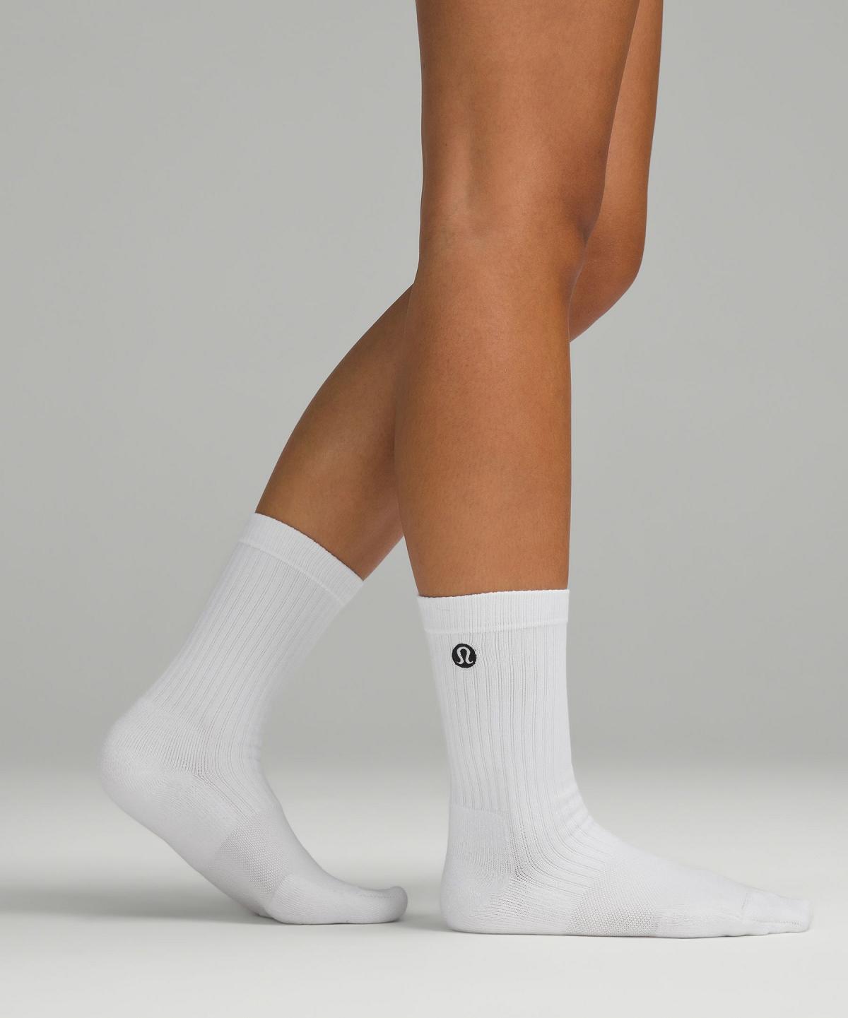 Chaussette Lululemon Daily Stride Ribbed Comfort Crew Femme Blanche | FR_LuLu36885