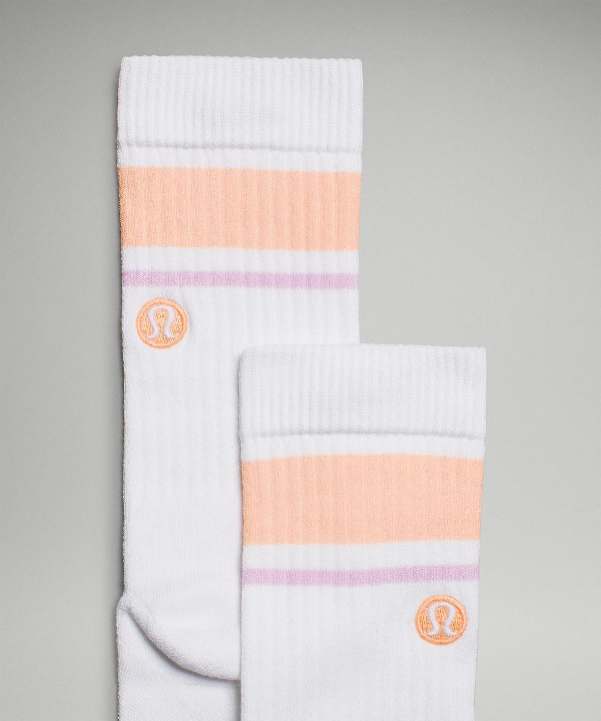 Chaussette Lululemon Daily Stride Ribbed Comfort Crew Femme Blanche Corail | FR_LuLu77851