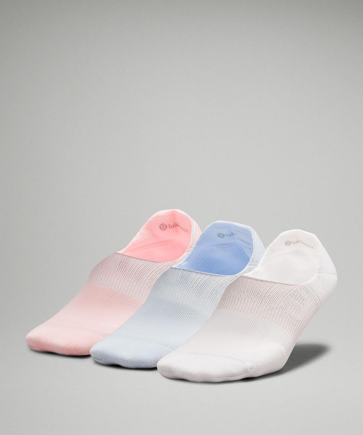 Chaussette Lululemon Power Stride No-Showwith Active Grip Femme Blanche Bleu Rose | FR_LuLu90496