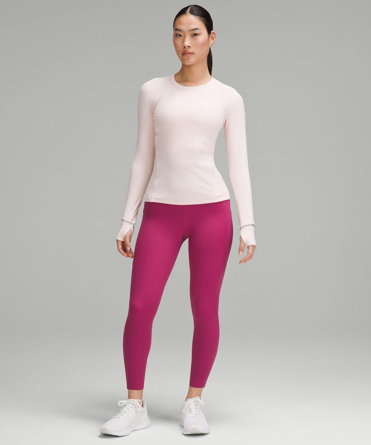 Chemise À Manches Longues Lululemon It's Rulu Ribbed Femme Rose | FR_LuLu81132