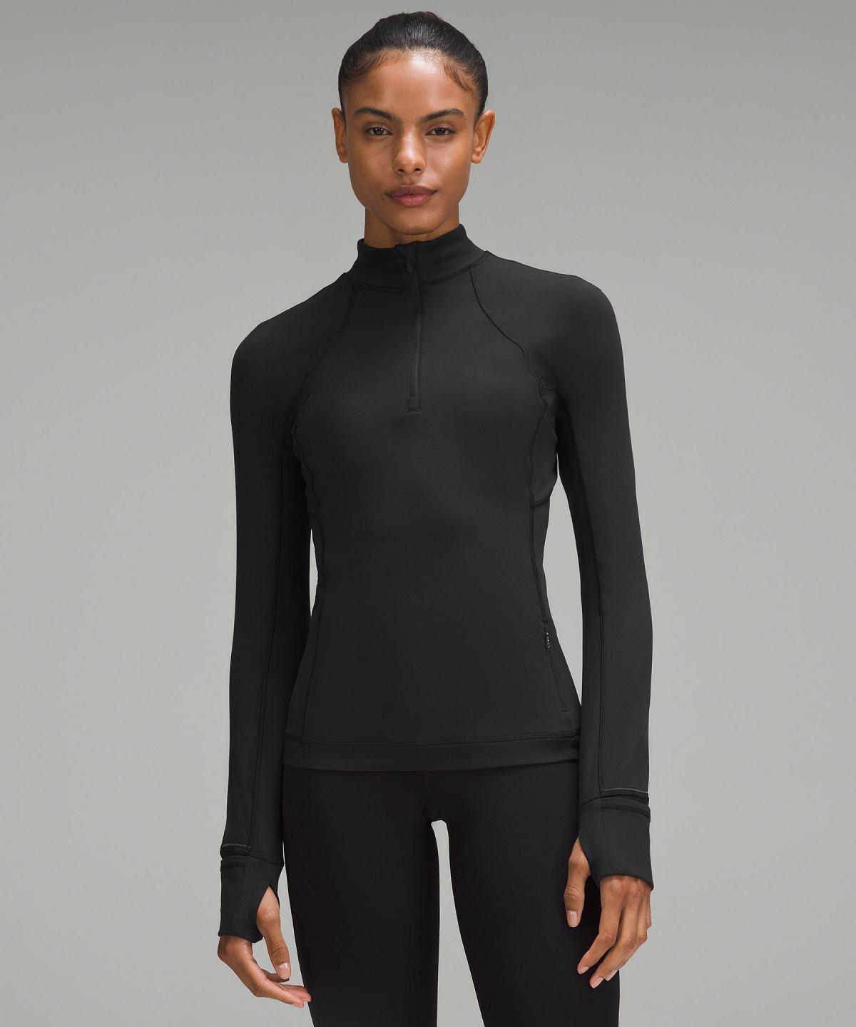 Chemise À Manches Longues Lululemon It's Rulu Half Zip Femme Noir | FR_LuLu38704