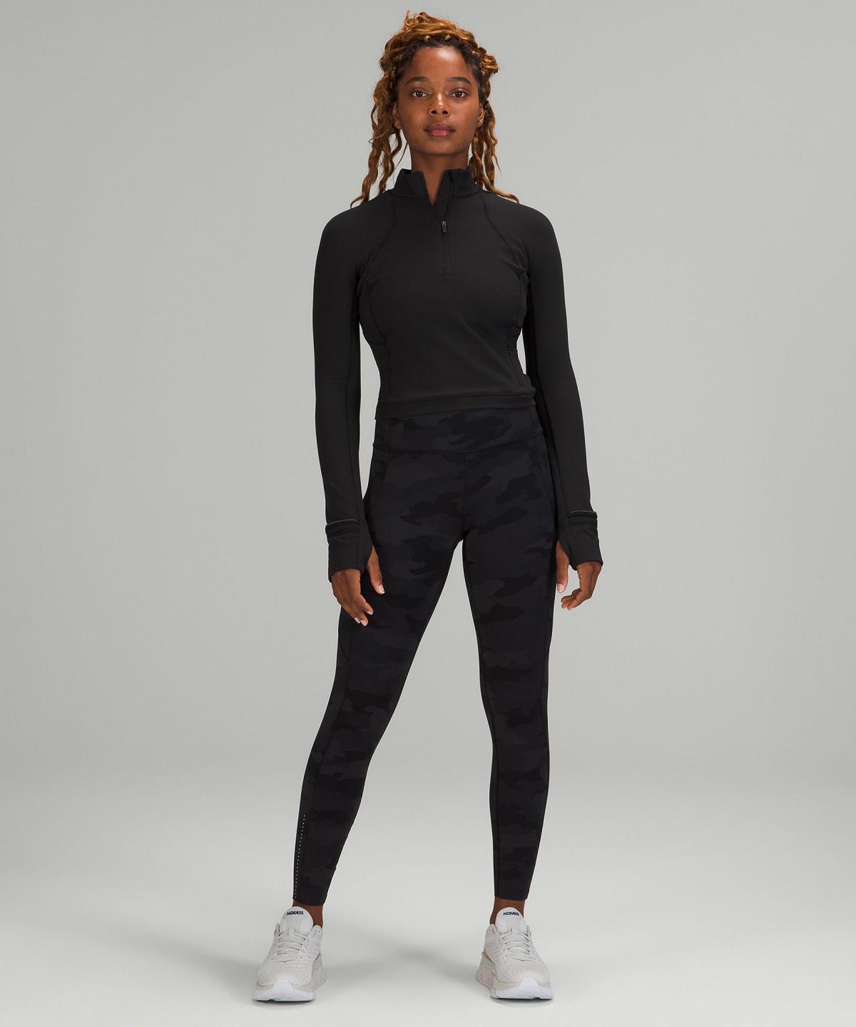 Chemise À Manches Longues Lululemon It's Rulu Cropped Half Zip Femme Noir | FR_LuLu42990