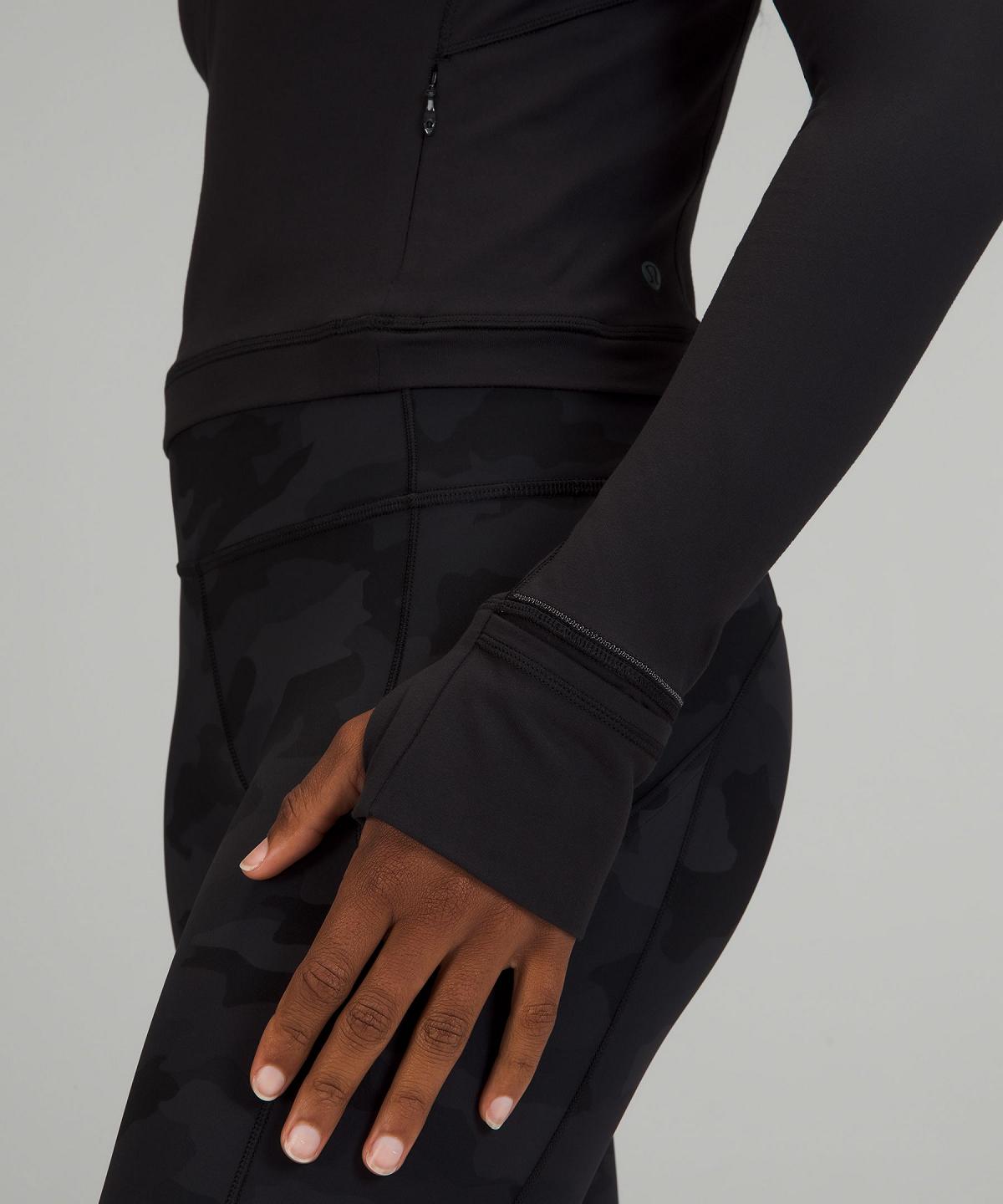 Chemise À Manches Longues Lululemon It's Rulu Cropped Half Zip Femme Noir | FR_LuLu42990