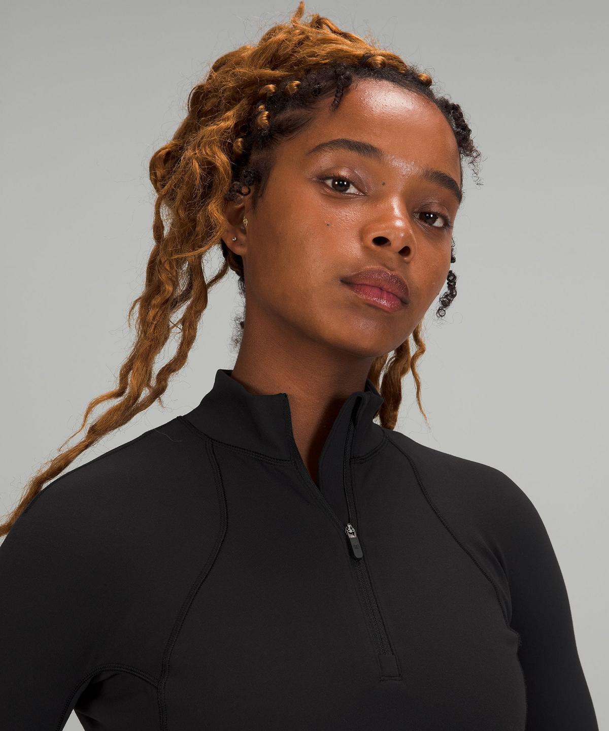 Chemise À Manches Longues Lululemon It's Rulu Cropped Half Zip Femme Noir | FR_LuLu42990