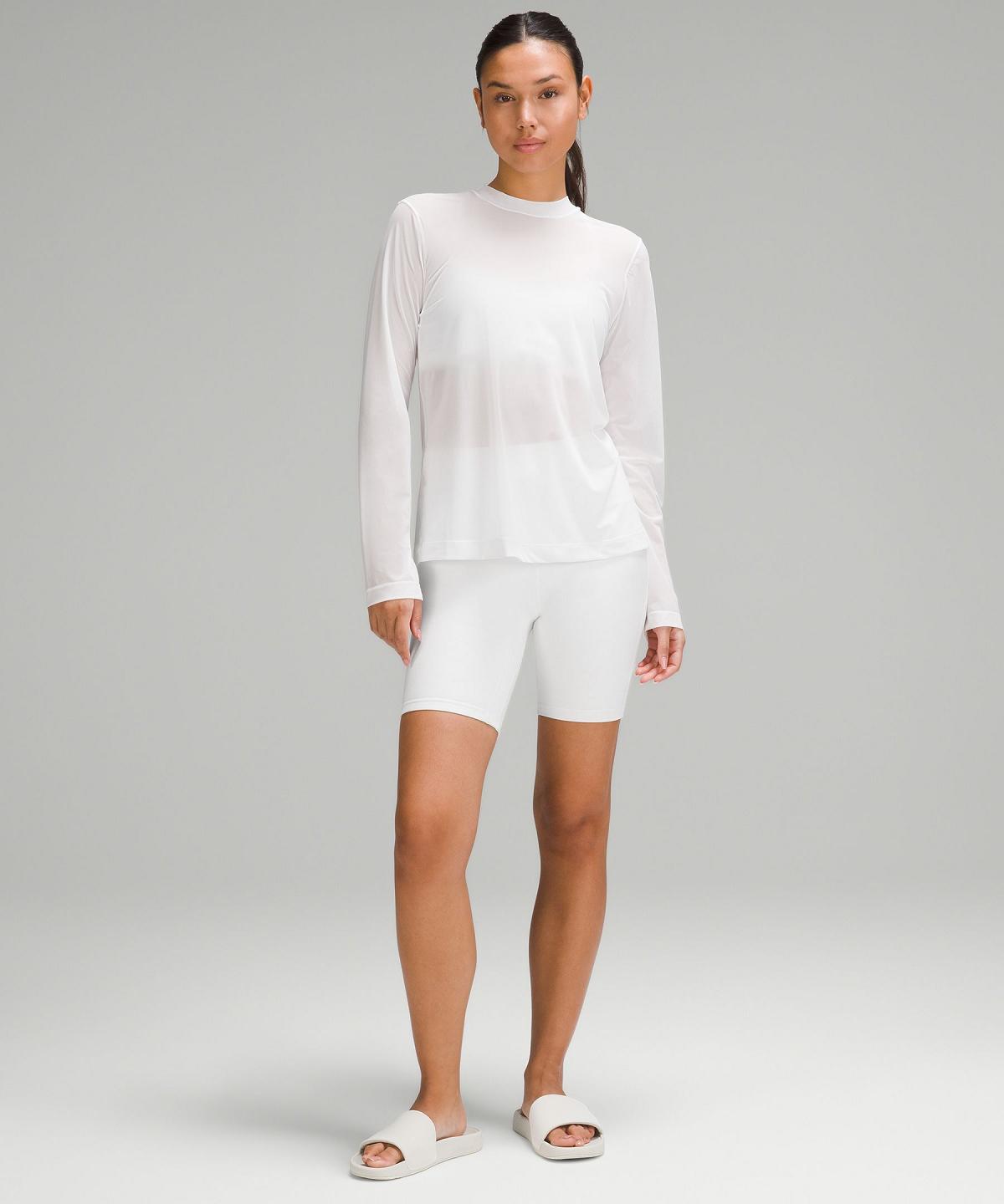 Chemise À Manches Longues Lululemon Keyhole Mesh Femme Blanche | FR_LuLu69845