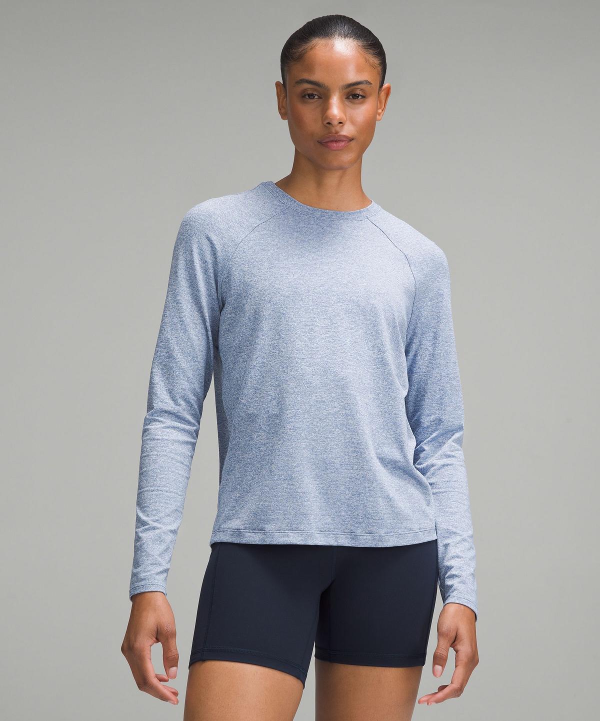 Chemise À Manches Longues Lululemon License to Train Classic-Fit Femme Bleu | FR_LuLu87175