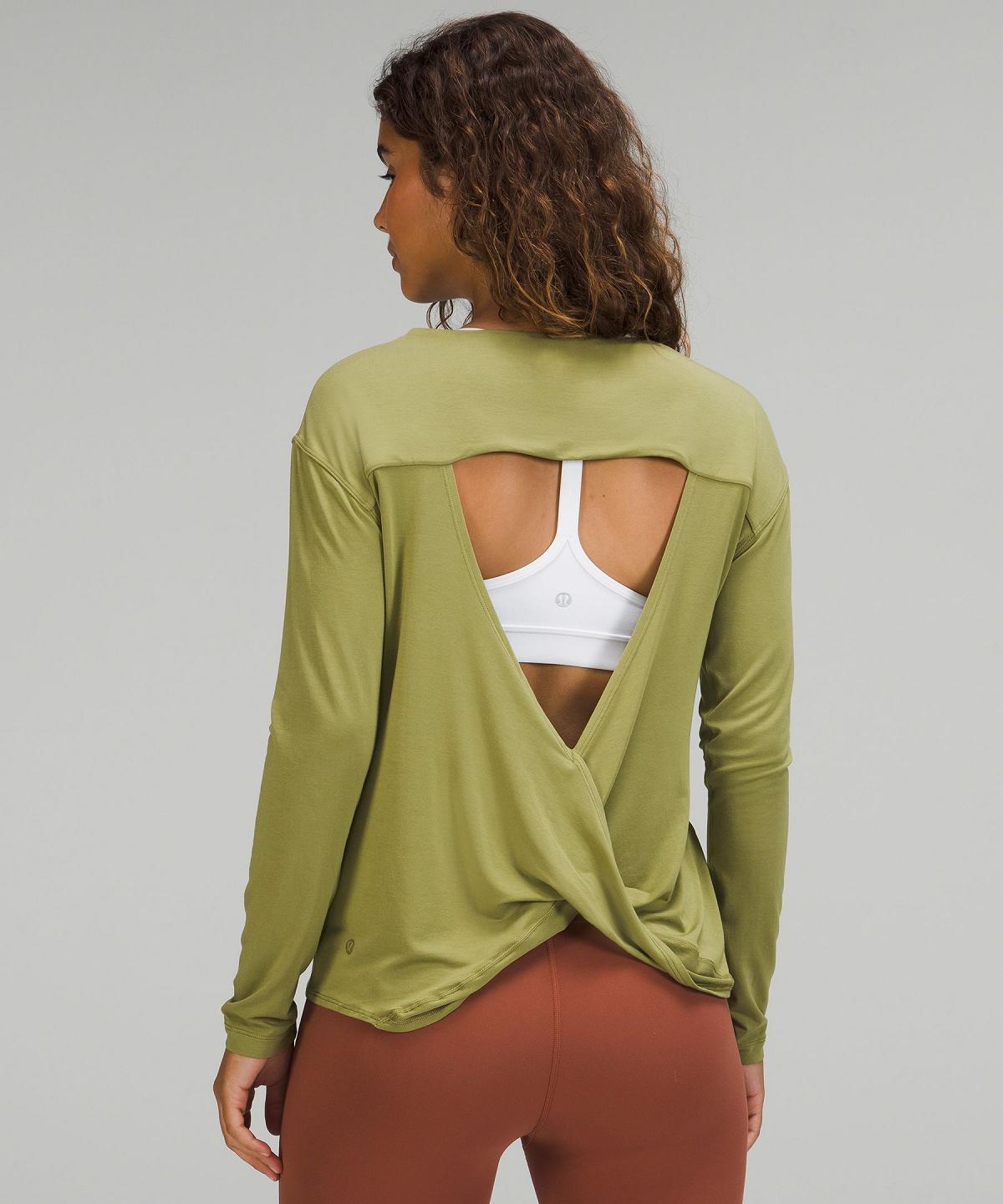 Chemise À Manches Longues Lululemon Modal-Blend Open-Back Femme Marron Vert | FR_LuLu55067