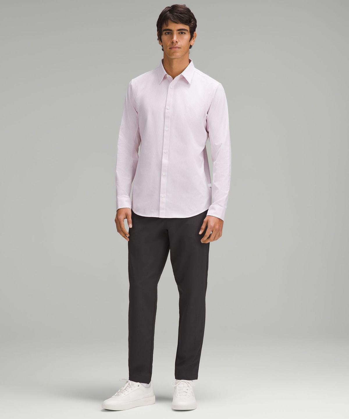 Chemise À Manches Longues Lululemon New Venture Slim-Fit Homme Stripes Blanche Rose | FR_LuLu47770