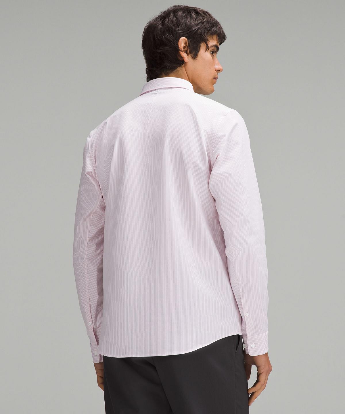 Chemise À Manches Longues Lululemon New Venture Slim-Fit Homme Stripes Blanche Rose | FR_LuLu47770