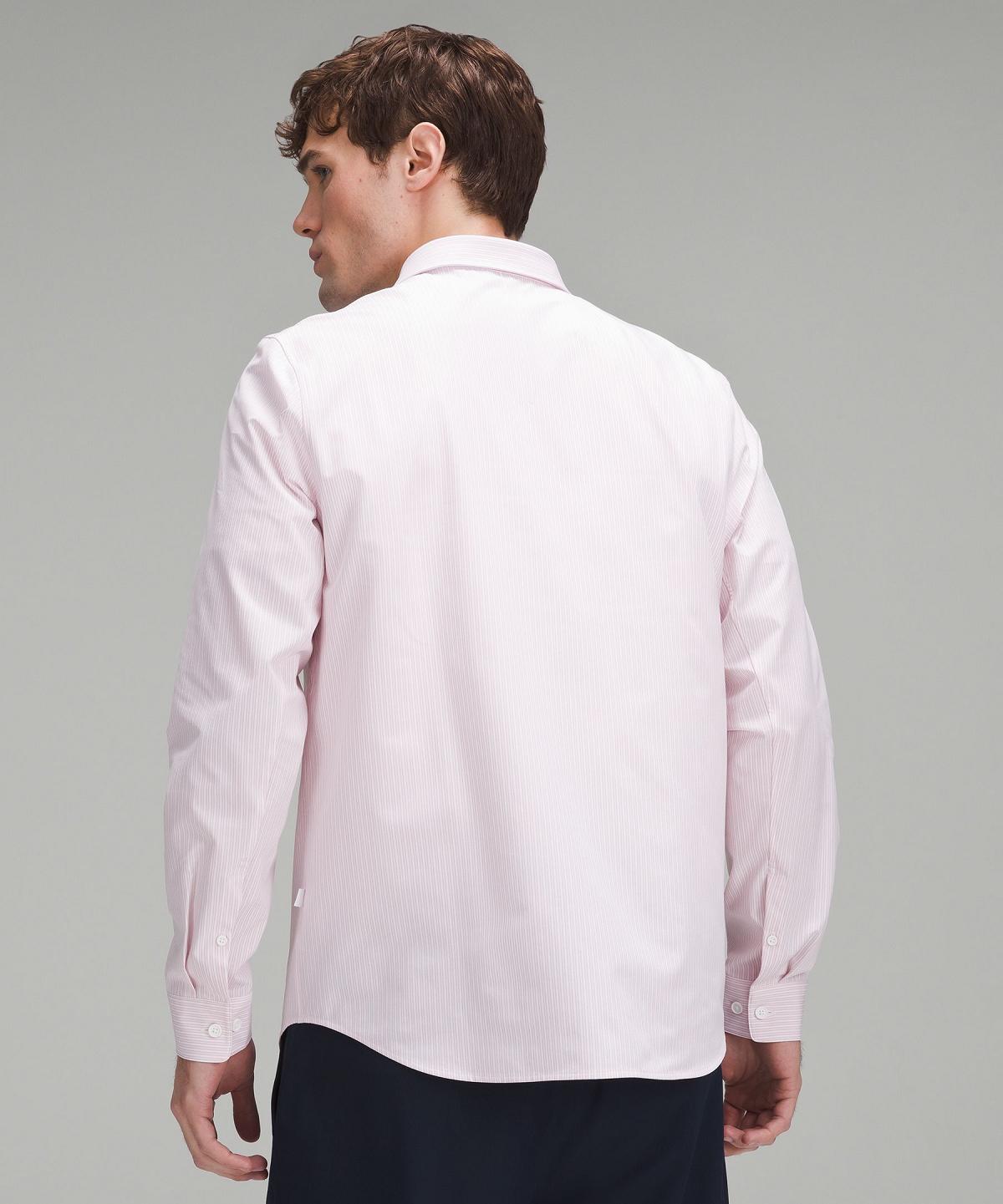 Chemise À Manches Longues Lululemon New Venture Classic-Fit Homme Stripes Blanche Rose | FR_LuLu31662