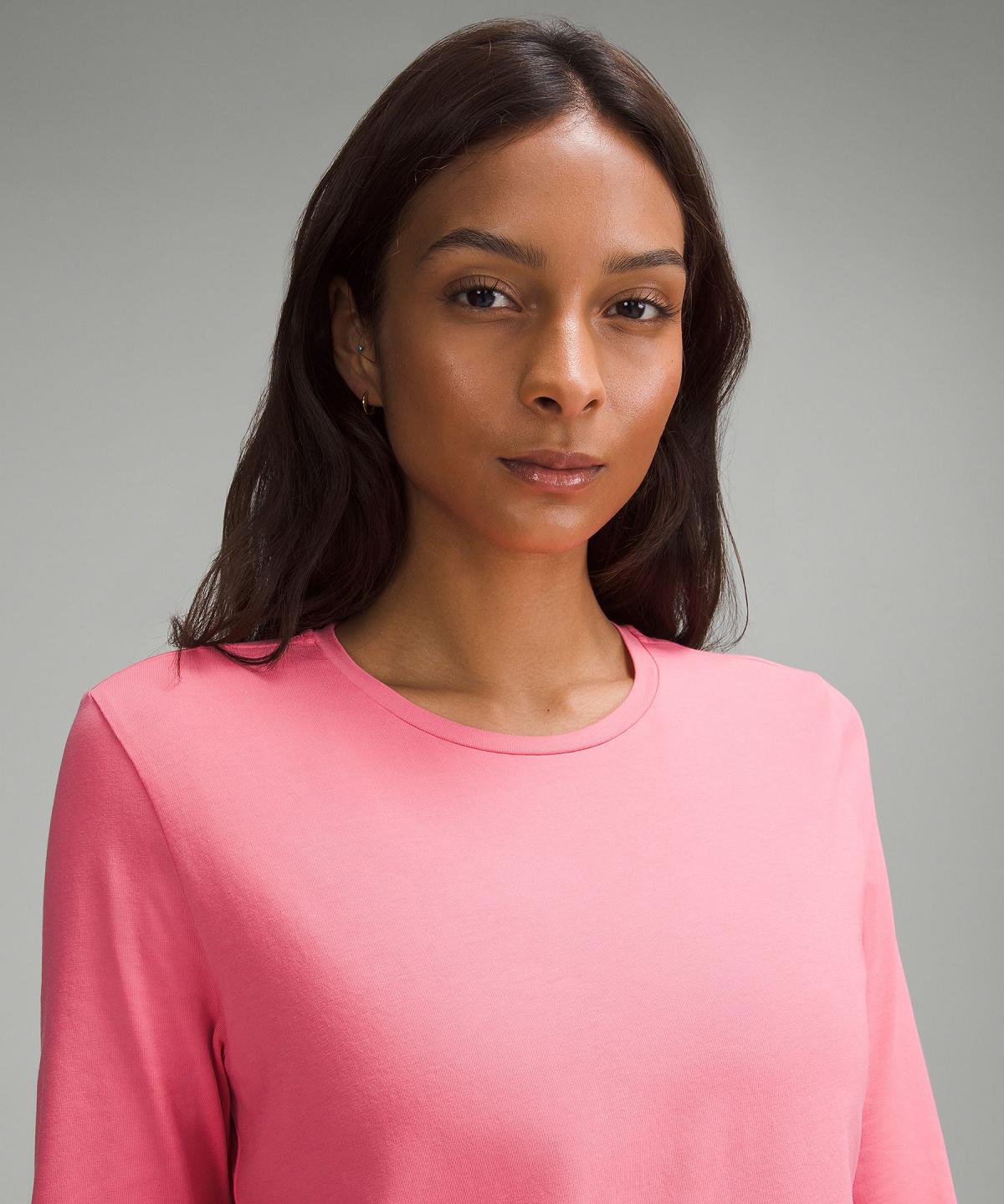 Chemise À Manches Longues Lululemon Organic Cotton Crewneck Femme Rose | FR_LuLu43722