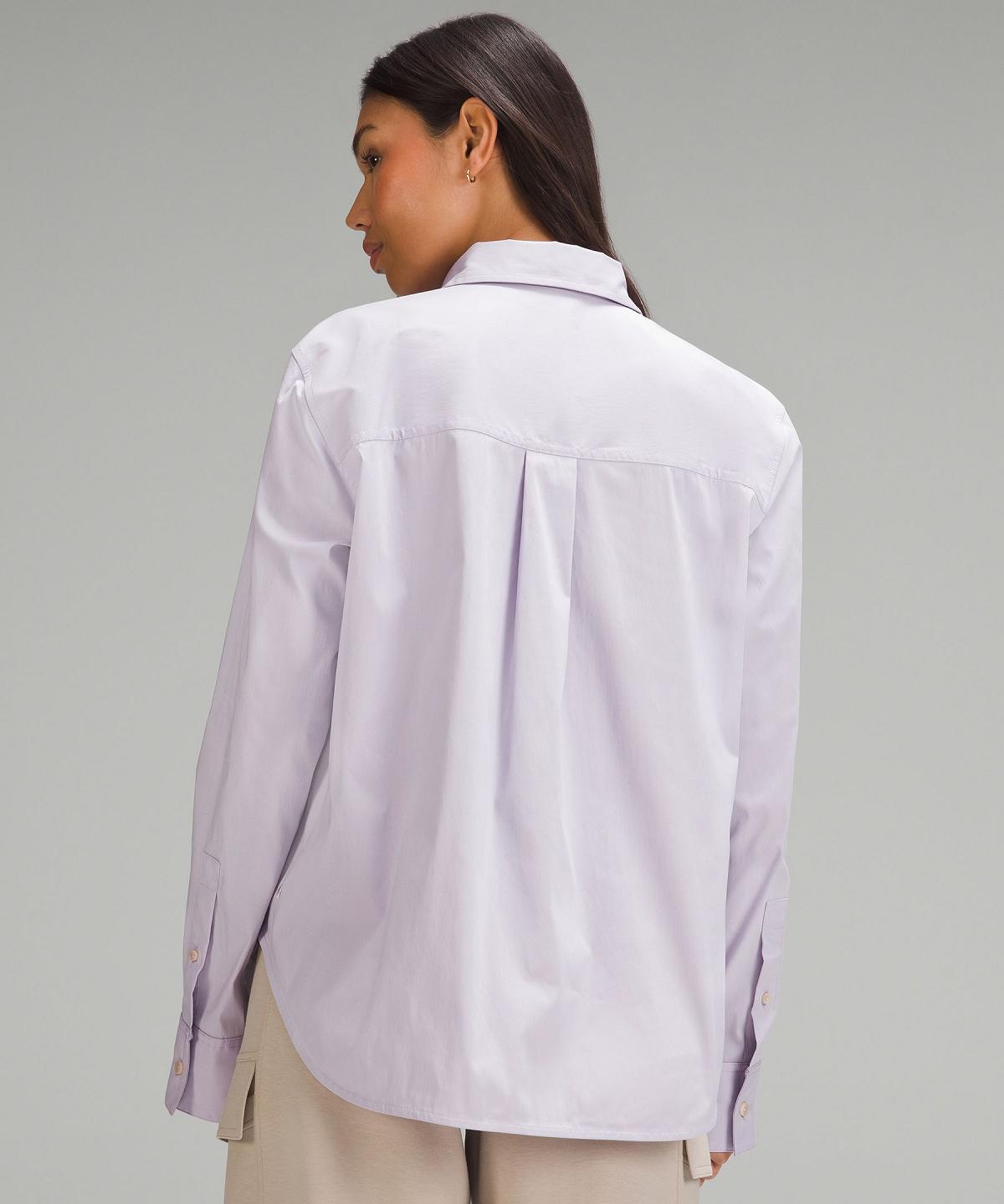 Chemise À Manches Longues Lululemon Relaxed-Fit Cotton-Blend Poplin Button-Down Femme Violette | FR_LuLu78728