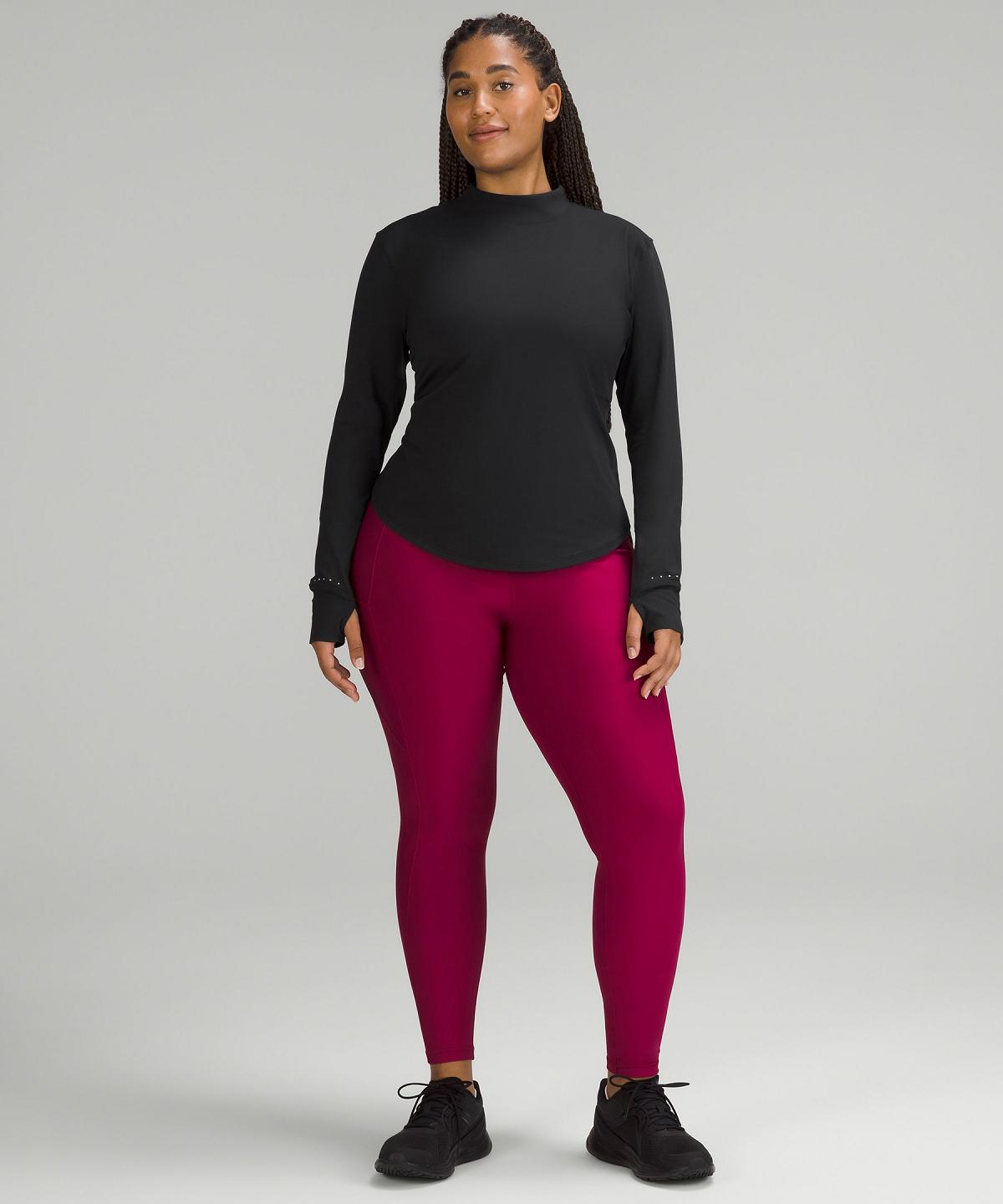 Chemise À Manches Longues Lululemon Rulu Running Mockneck Femme Noir | FR_LuLu30556