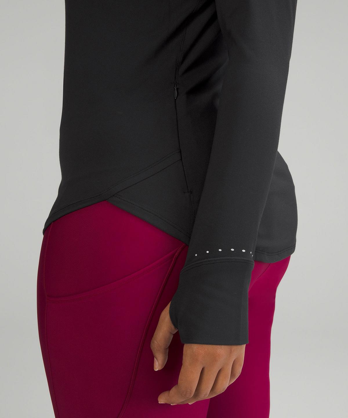 Chemise À Manches Longues Lululemon Rulu Running Mockneck Femme Noir | FR_LuLu30556