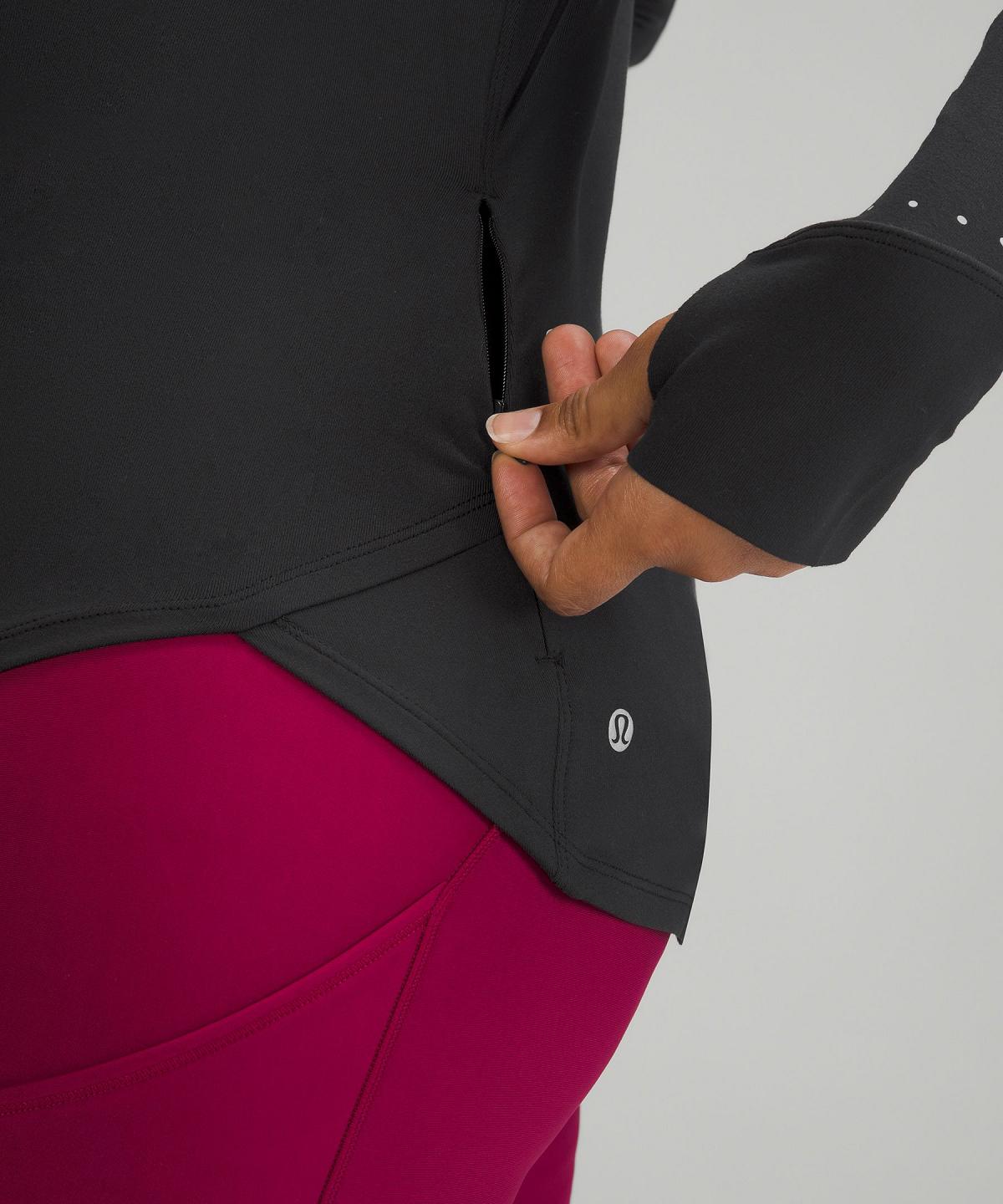 Chemise À Manches Longues Lululemon Rulu Running Mockneck Femme Noir | FR_LuLu30556