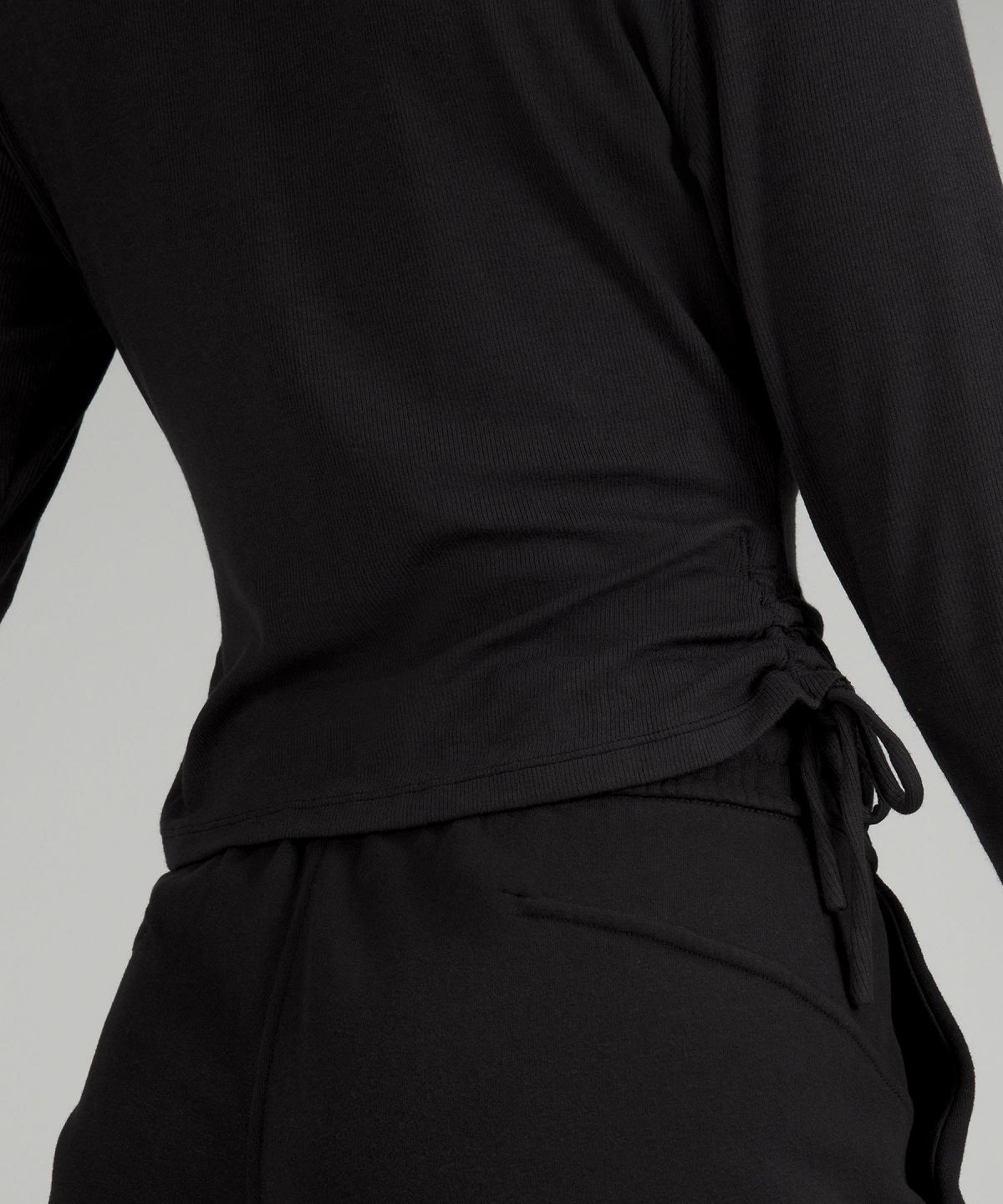 Chemise À Manches Longues Lululemon Side-Cinch Ribbed Cardigan Femme Noir | FR_LuLu36639