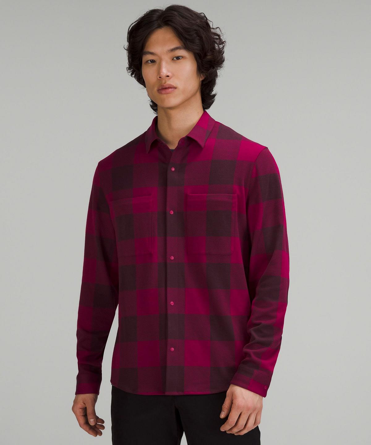 Chemise À Manches Longues Lululemon Soft Knit Overshirt Homme Bordeaux | FR_LuLu50839