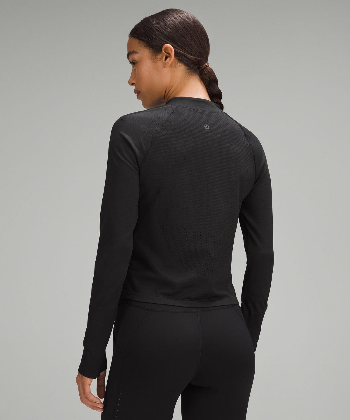 Chemise À Manches Longues Lululemon Swiftly Tech Mockneck Half Zip 2.0 Femme Noir | FR_LuLu63692