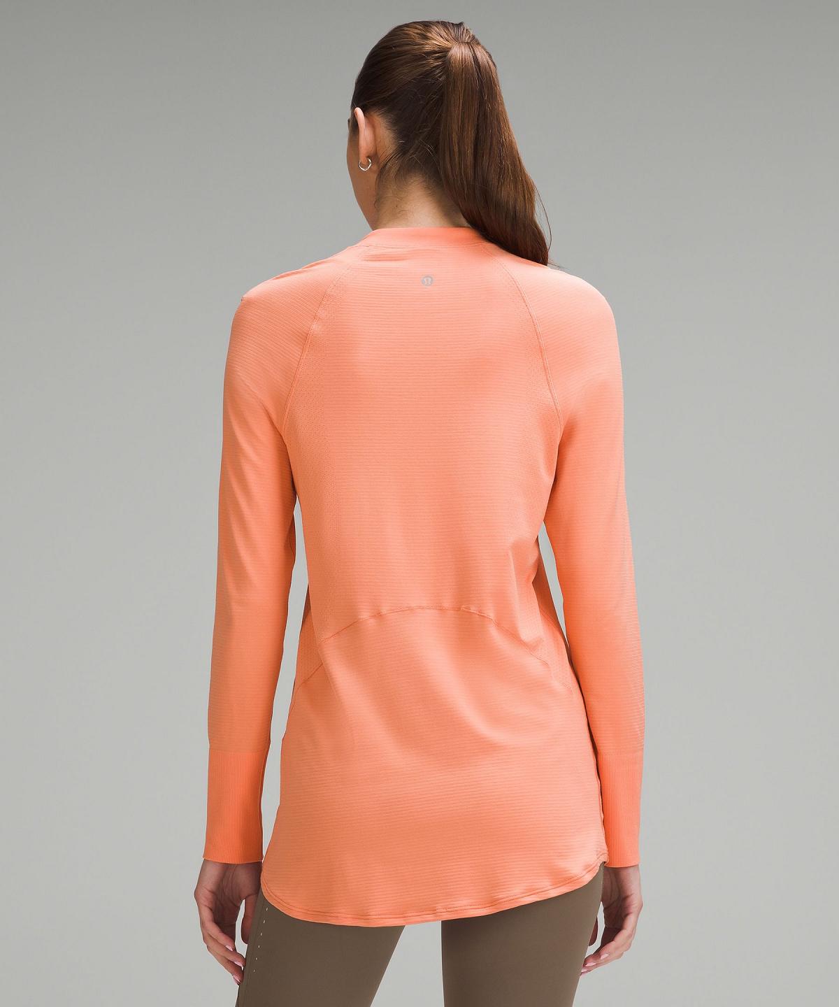 Chemise À Manches Longues Lululemon Swiftly Relaxed Long-Length Half Zip Femme Corail | FR_LuLu64462