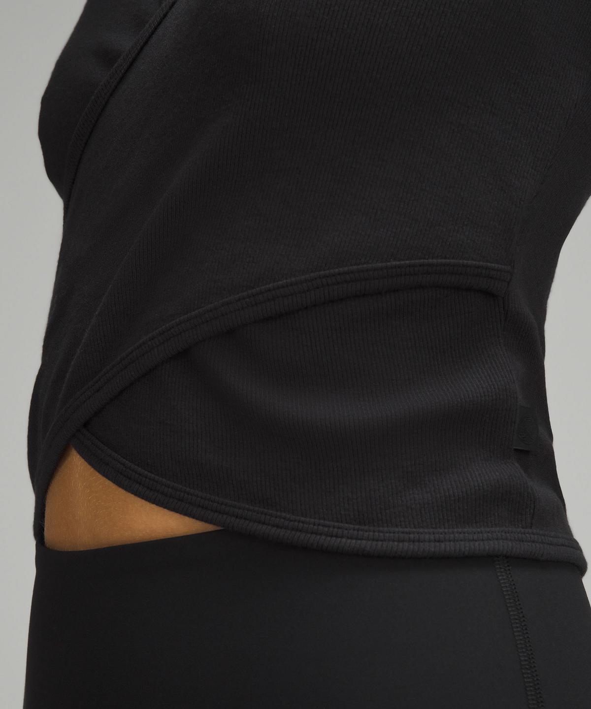 Chemise À Manches Longues Lululemon Wrap-Front Ribbed Long-Sleeve Top Femme Noir | FR_LuLu51434