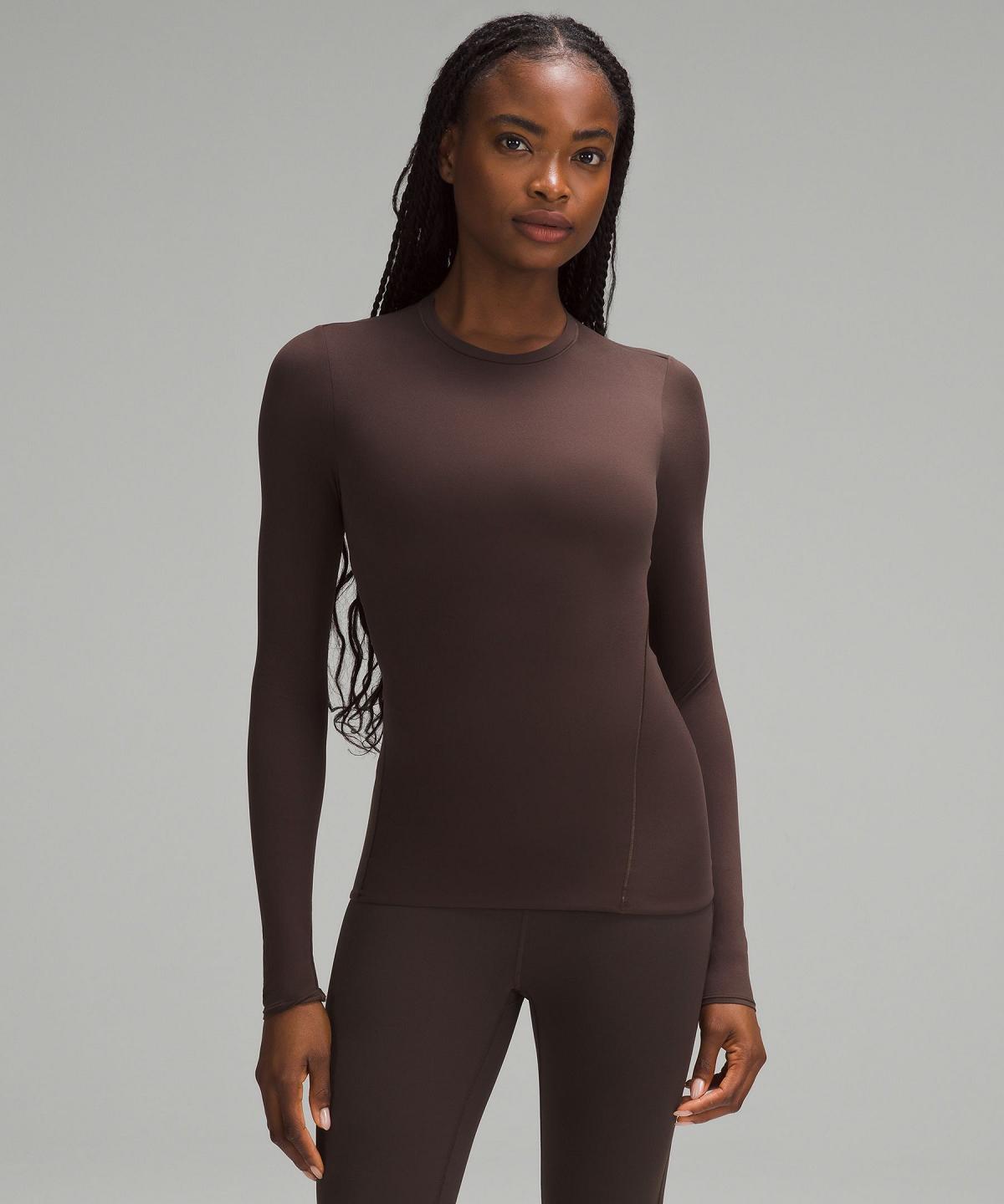 Chemise À Manches Longues Lululemon Wundermost Ultra-Soft Nulu Crewneck Femme Cafe | FR_LuLu60656