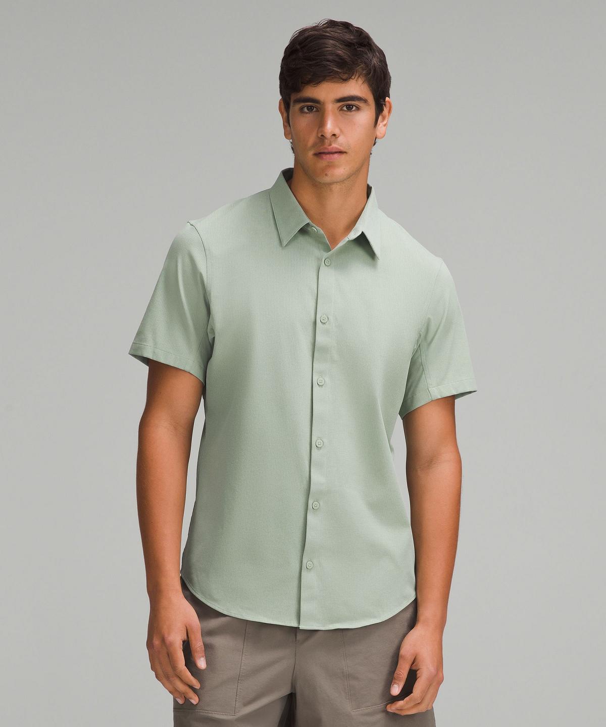 Chemises Boutonnées Lululemon Airing Easy Short-Sleeve Homme Vert | FR_LuLu96841