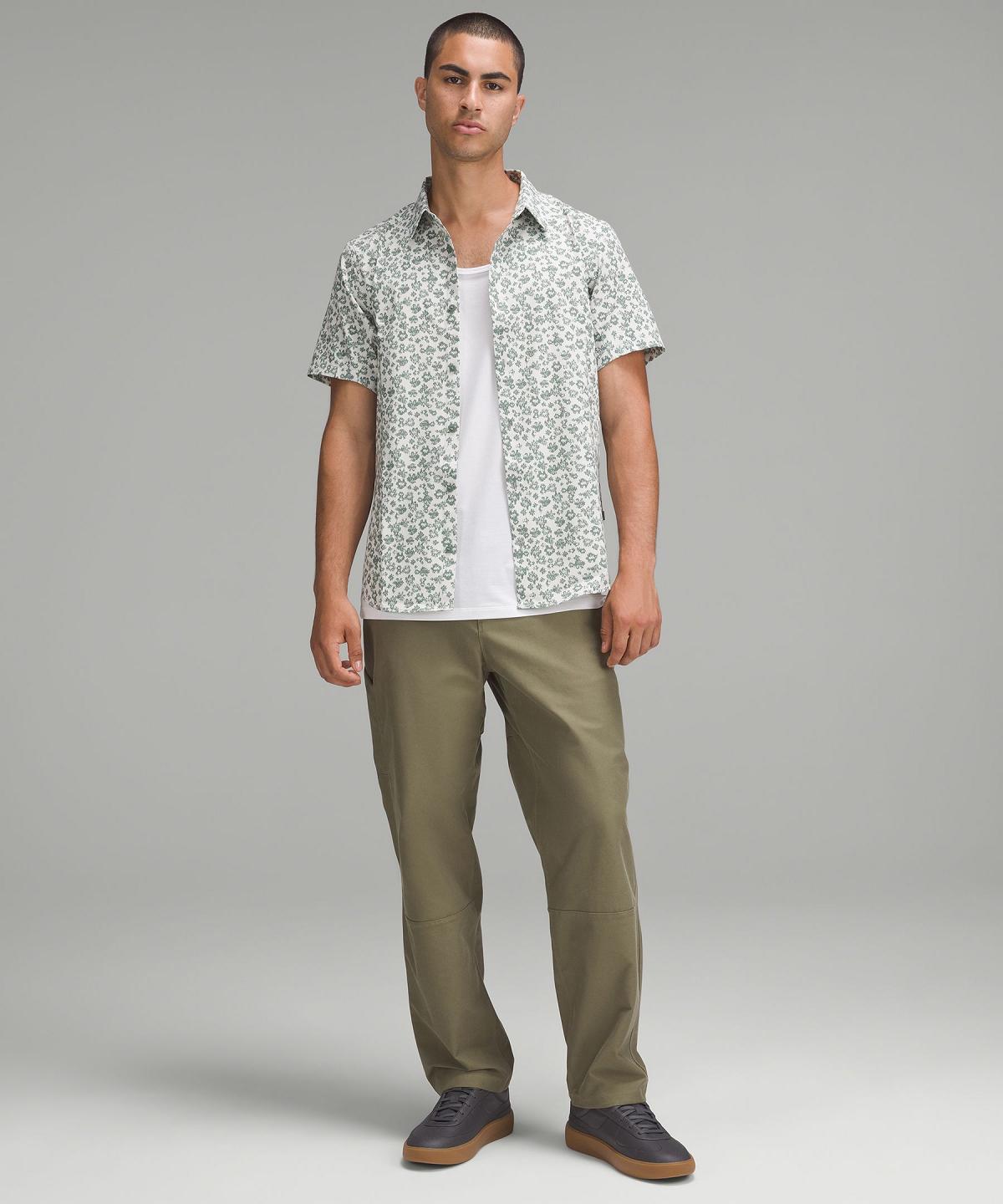 Chemises Boutonnées Lululemon Airing Easy Short-Sleeve Homme Fleur Grise Multicolore | FR_LuLu30401