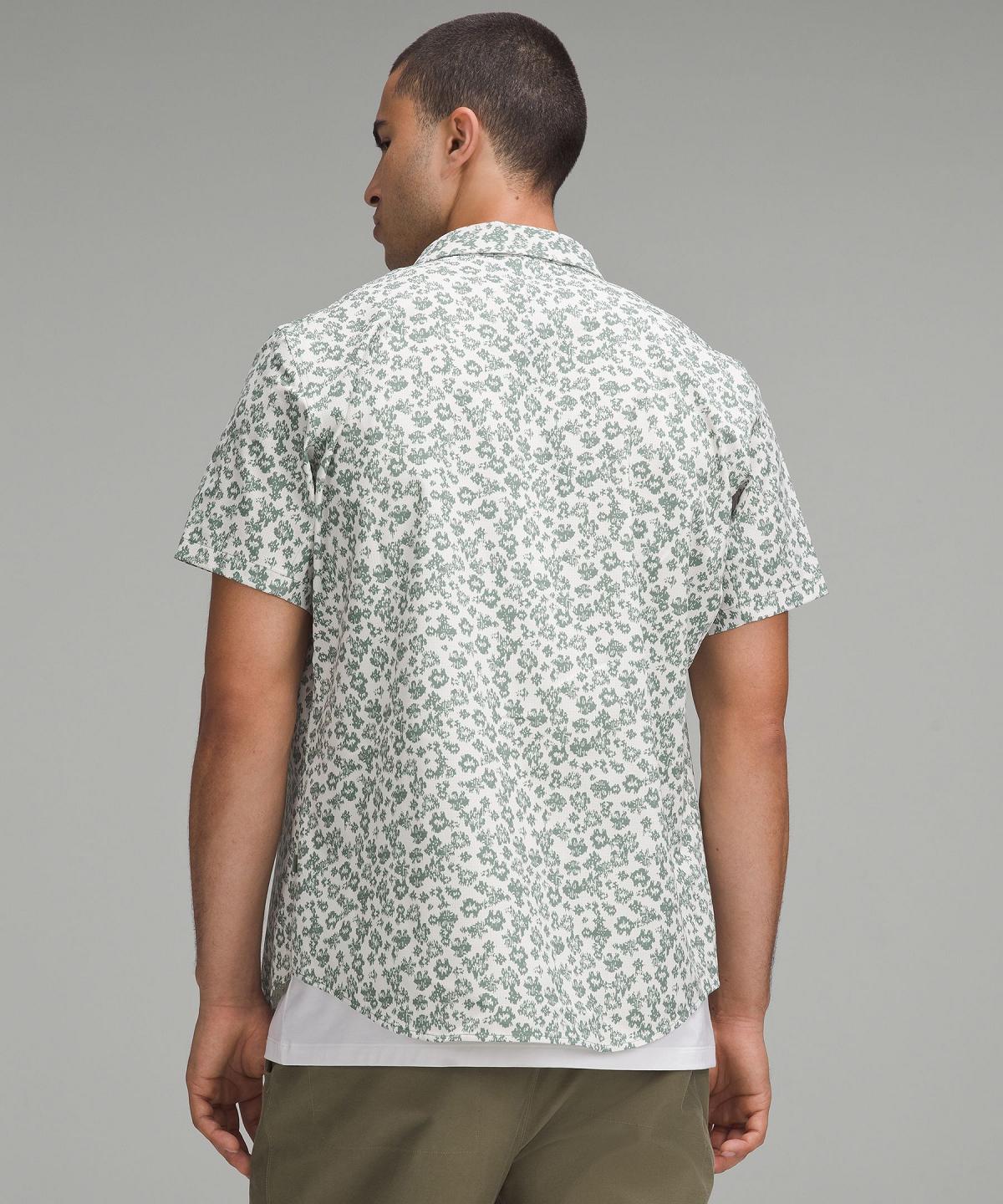 Chemises Boutonnées Lululemon Airing Easy Short-Sleeve Homme Fleur Grise Multicolore | FR_LuLu30401